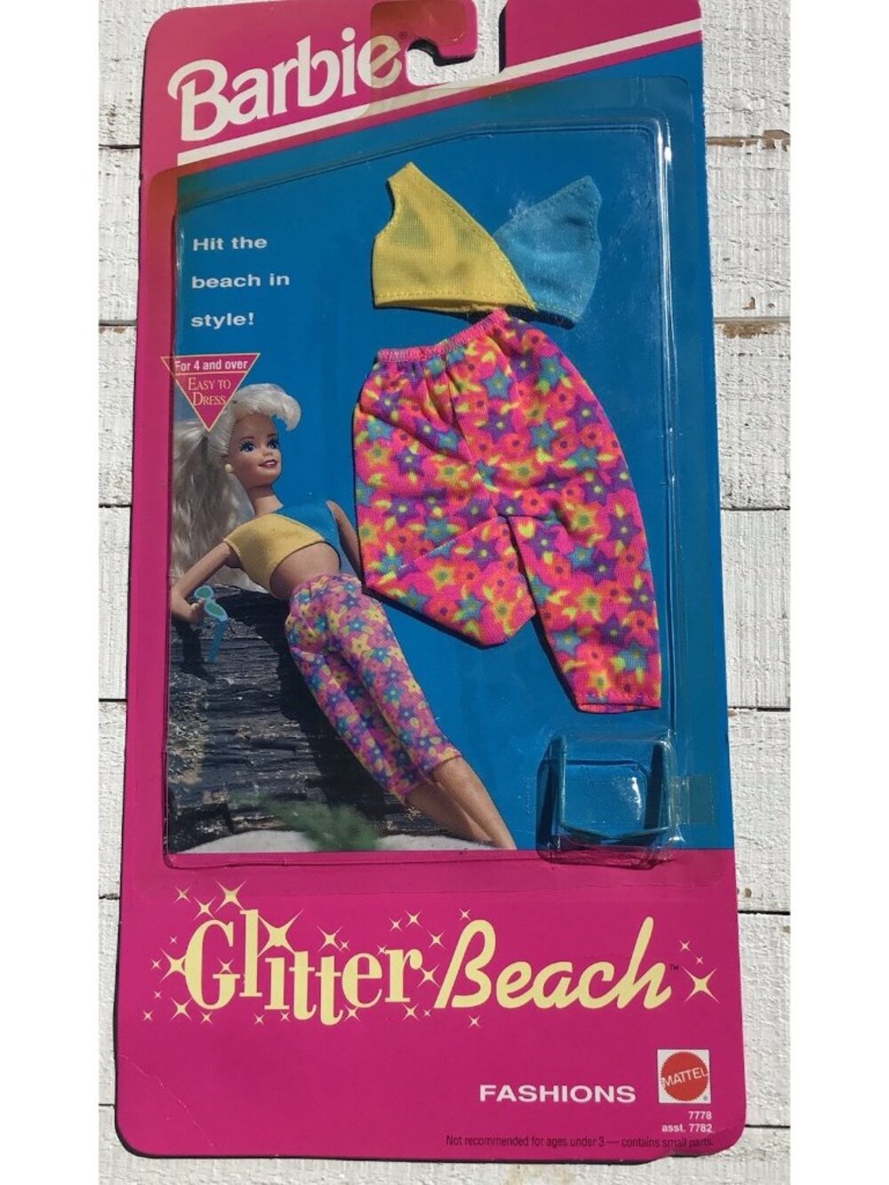 New Sealed VTG Mattel Barbie Doll Glitter Beach Fashion 7778 Set Pink Floral Lot